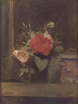 Jean Baptiste Camille  Corot Bouquet de fleurs dans un verre a cote d'un pot a tabac (mk11) china oil painting image